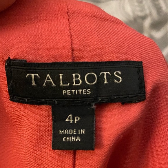 TALBOTS pink salmon Bonaire Paisley Sleeveless Sheath Dress sz 4P open back EUC - Picture 15 of 15